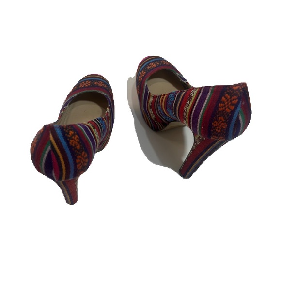 BRECKELLES WOMEN STILLETTO HIGH HEEL PLATFORM PUMPS FLORAL PRINTS SIZE 6.5 - Picture 4 of 8